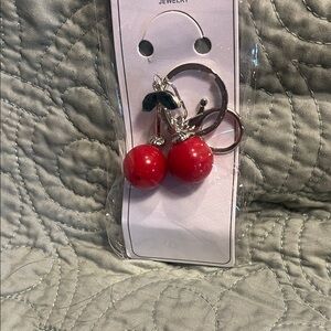 Charming Red Cherry Keychain